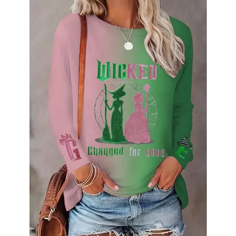 European and American Style Foreign Trade Women's Clothing Spring and Autumn New Casual Versatile High-quality Printed Long-sleeved T-shirt