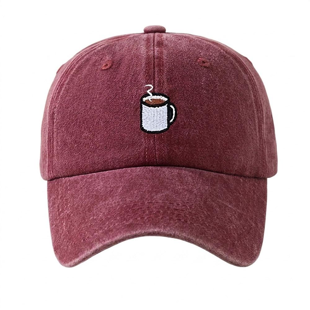 Embroidered Coffee Cup Baseball Cap Hip Hop Sun Hat Retro Distressed Baseball Cap Unisex