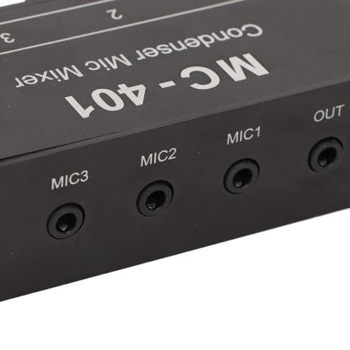 4-Channel Mini Audio Line Mixer, 4-in 1-out Stereo Mixer with 3.5mm Input, Low Noise DC 5V DJ Microphone Sound Mixer with Headphone Amplifier for PC