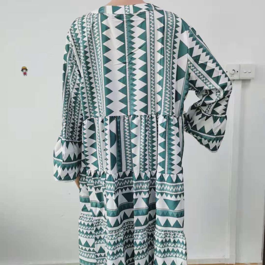 IHUASU Spring Summer Women's Dress Geometric Print Candy V-neck Top