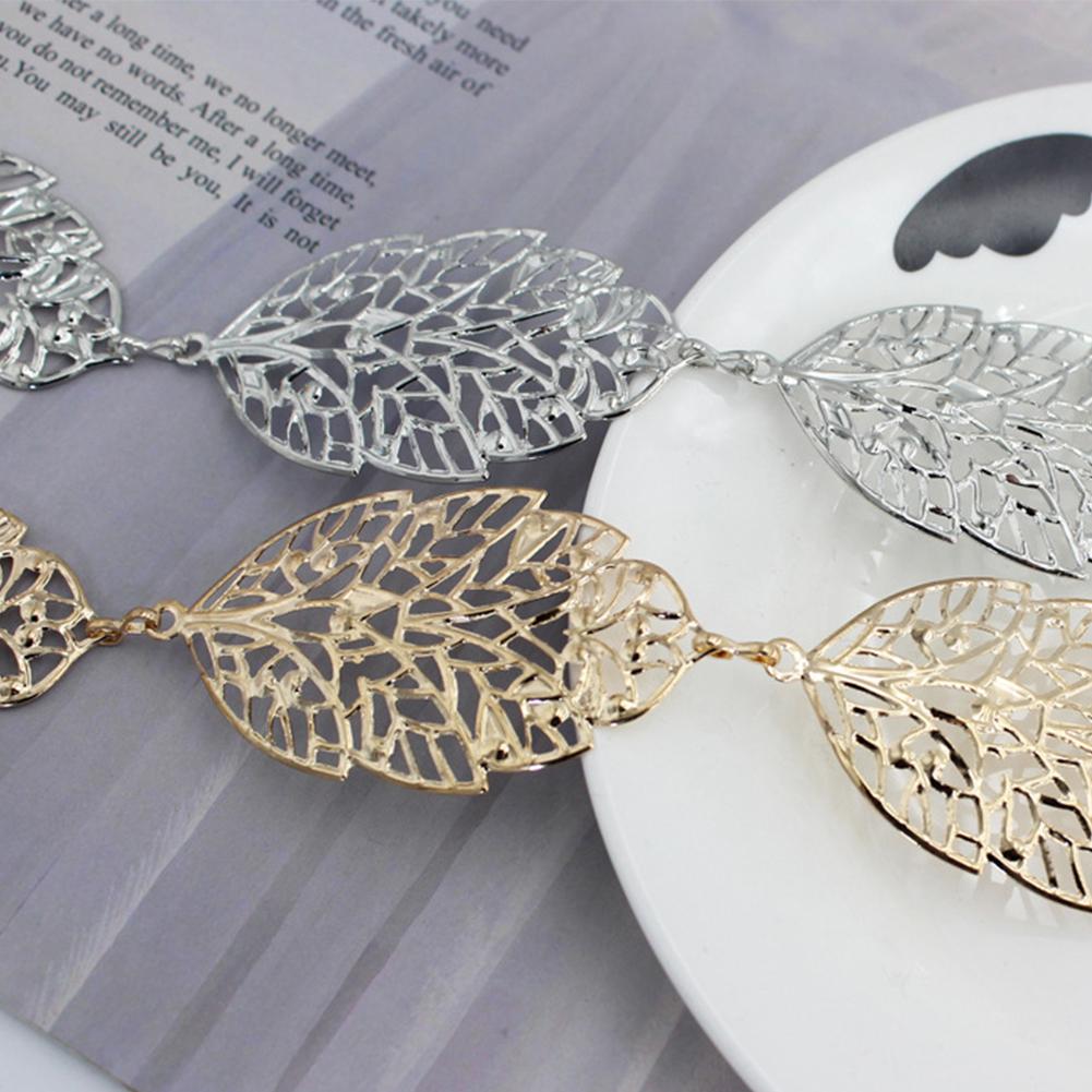 Women Metal Waist Chain Fashion All-match Leaf Hollow Waist Chain Decoration Belt Apparel Accessories