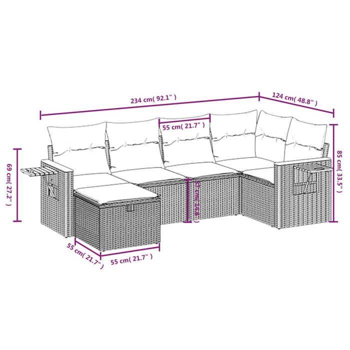 VidaXL Garden Lounge Set with Cushions 6 Pcs, Patio Sofas, Patio Furniture Set, Outdoor Furniture, Mix 3265518