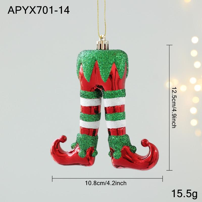 New red and green plastic pendant sticky powder cartoon Christmas pendant ins three-dimensional Christmas tree window decoration