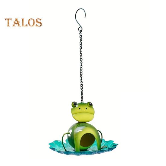 

Кормушка для птиц в виде лягушки со съемным лотосом-платформой, наружная подвесная металлическая кормушка для птиц, украшение для сада и двора Frog
