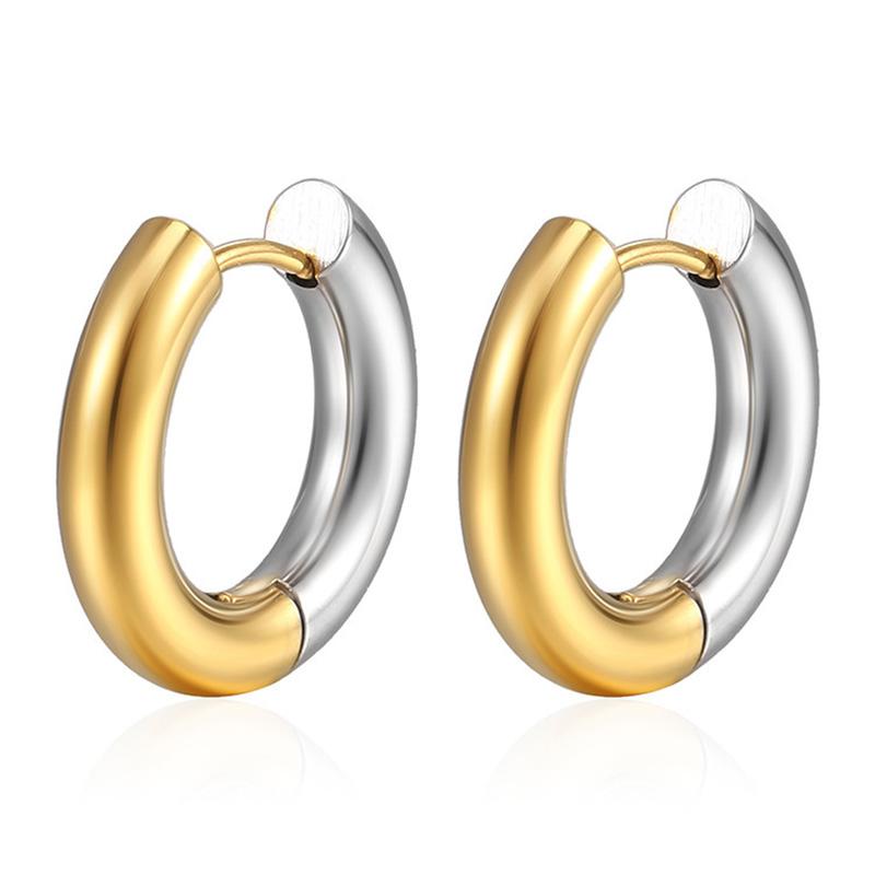 Geometry Simplicity Circle Hoop Earrings For Men Women's Stainless Steel Hip Hop Gold Color Fashion Jewelry Gift KAE163