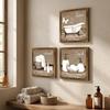 3Pcs Farmhouse Bathroom Wooden Plaques 2 Flat Restroom Hanging Ornament  Hotel Guest