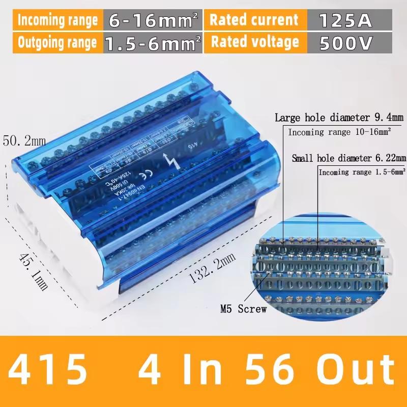 Din Rail Terminal Block UK125A Verteilerkasten UKK 1 Eingang 2 Eingang Mehrere Ausgänge Universaldraht Elektrischer Anschlusskasten