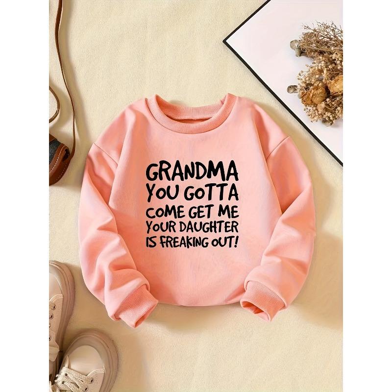 Kids Sweatshirt Round Neck Pullover Sweatshirt with Creative Lettering, Holiday Gift, Casual Comfortable Kids' Outdoor Fashion Sweatshirt