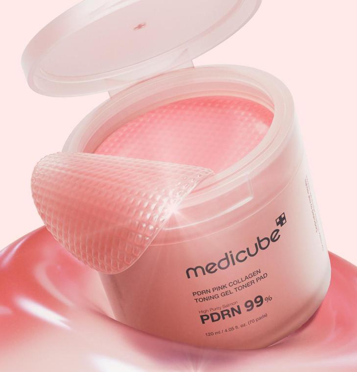 MEDICUBE PDRN Pink Collagen Gel Toner Pads 70 Sheets - Hydrating & Firming K-Beauty