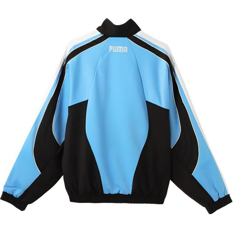 Puma Ρετρό Color Block Ζακέτα Casual με Όρθιο Γιακά και Φερμουάρ Unisex Ανοιχτό Μπλε 628242-82