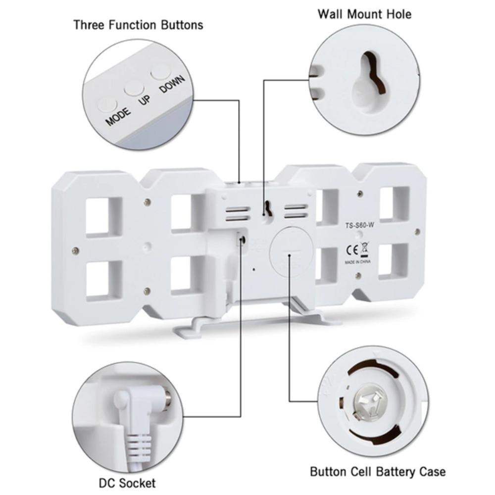 New Adjustable Luminous Mode Digital Desktop Clock Wall-mounted Thermometer LED Clock Usb Charging Digital Alarm Clock Desk