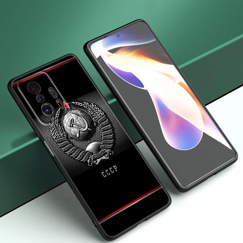 The USSR Flag Symbol Black Silicone Phone Case For Xiaomi Mi 9 SE 8 10T 11 12 13 Lite 9T 11T 12S 12T 13T 14 Pro 5G NE 11i 12X