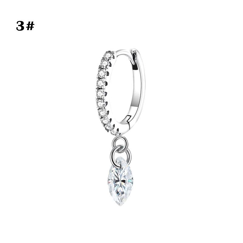 Small Diamond Earrings, Pentagram Drop Zircon Artificial Puncture Jewelry