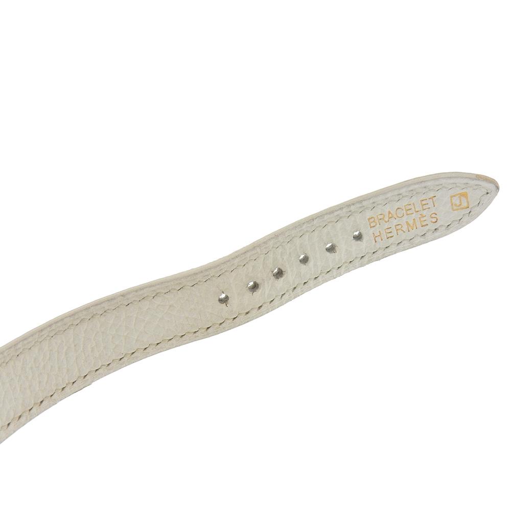 Hermes Heure H Watch Rondo Watches HR1.210 WhiteDial Stainless Steel/Embossed Leather Quartz Analog Display Women Used