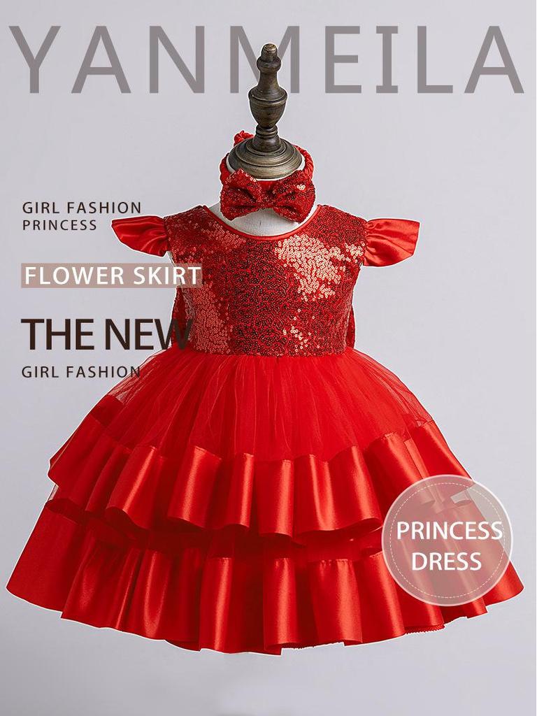 First Birthday Princess Dress - Girls' Mesh Puff Skirt Costume for Kids, Summer Wear