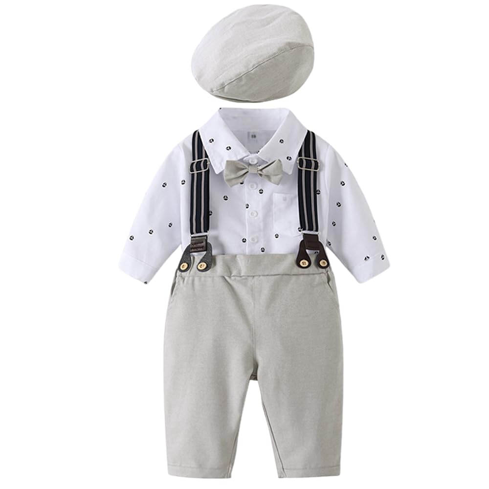 

Детский формальный комплект, комбинезон, одежда, рубашка с длинным рукавом, брюки, шляпа, подтяжки, галстук-бабочка, лента, британский стиль, вестерн, формальный детский, хлопок, день рождения