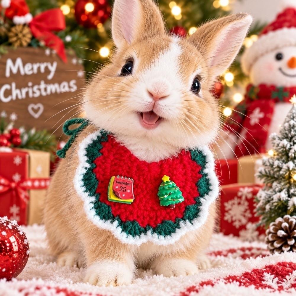 Santa Badge Pet Santa Scarf Crochet Pattern .Knit Kitten Bandana Christmas Cat Bib Cat Lovers