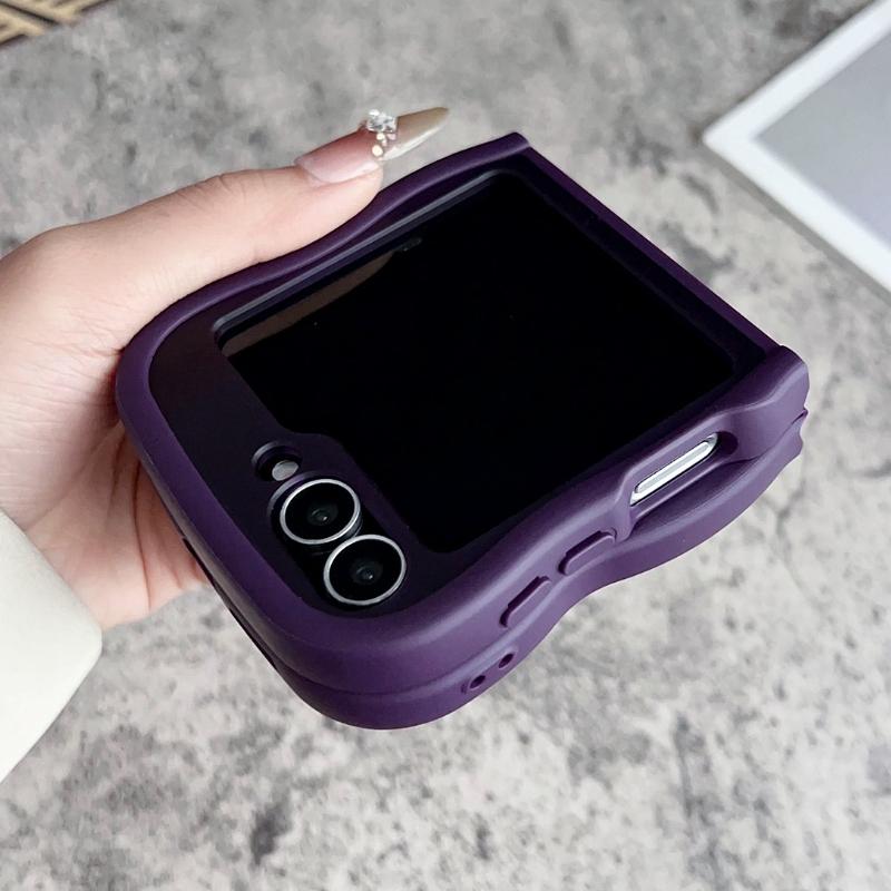 Stylish Big Wave Magnetic Matte Case For Samsung Galaxy Z Flip 3 4 5 6 5G ZFlip5 Flip6 5G Translucent Frosted Back Cover Funda
