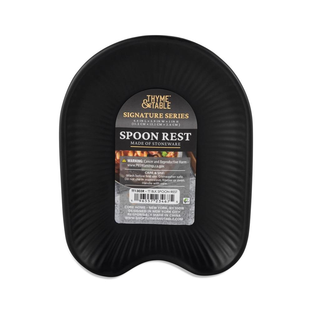 Durable Ceramic Spoon Rest Ribbed Design Kitchen Utensil Holder Heat Resistant Easy Clean Modern Style 7.91x5.83 Inch