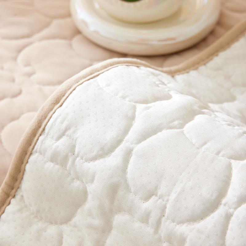 Winter Plush Sofa Cushion Solid Color Cream Style Cartoon Bear Sofa Cover Warm Non-Slip Cover Winter Cushion