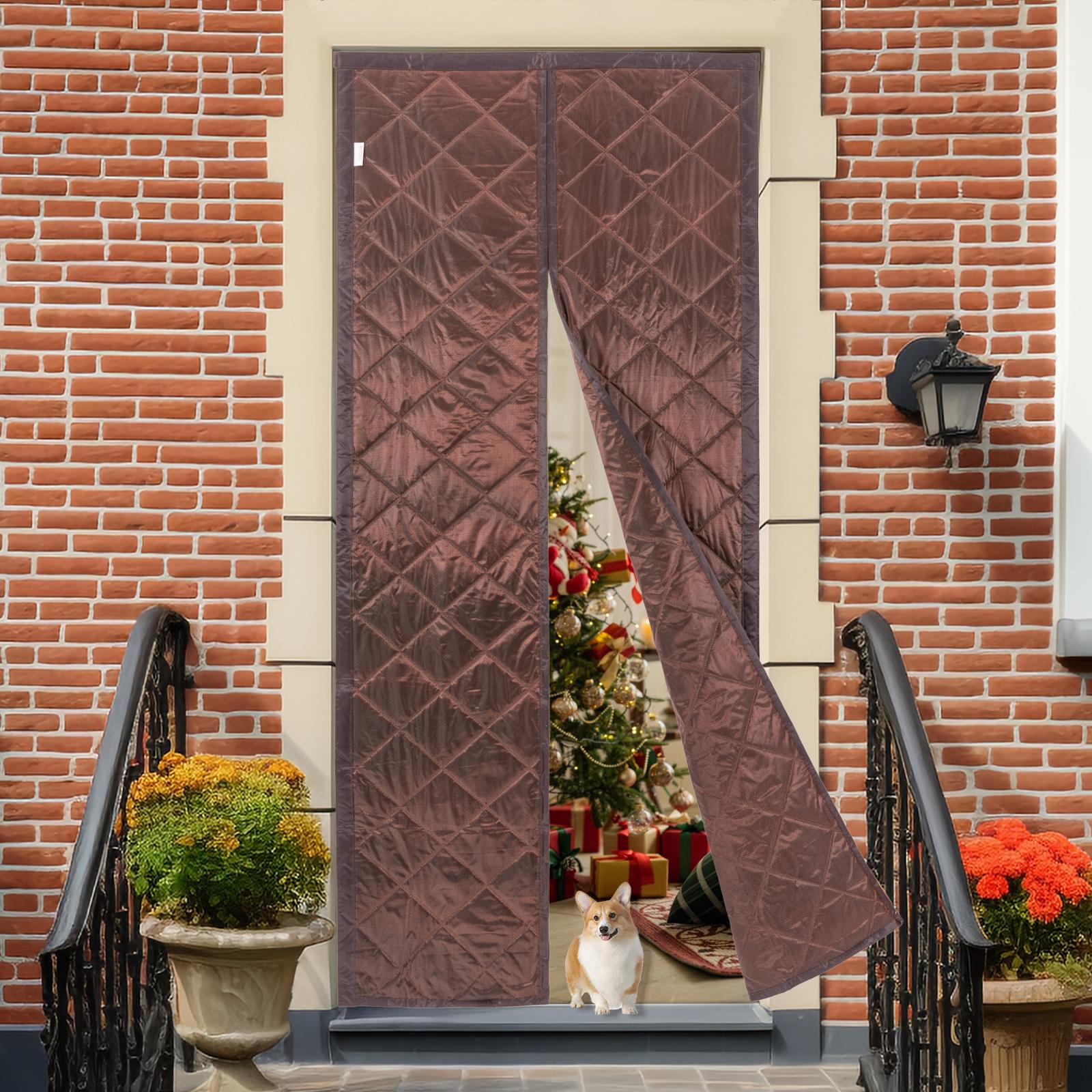 

Center Opening Magnetic Thermal Insulated Door Curtain for 32x80 Inch Doors, Modern Rectangular Shape, Fits 81x203cm Doorway кофейный