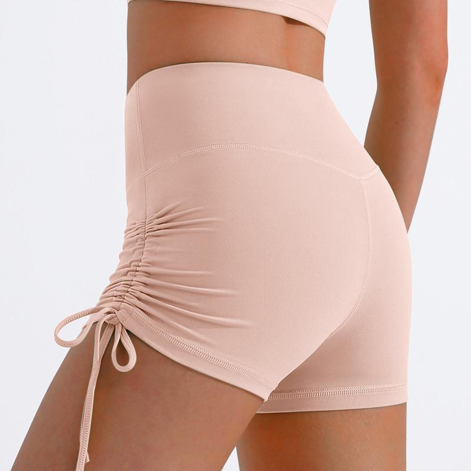 

Жіночі одноколірні спортивні шорти для йоги та пляжні плавки з плоским кутом XL рожевий