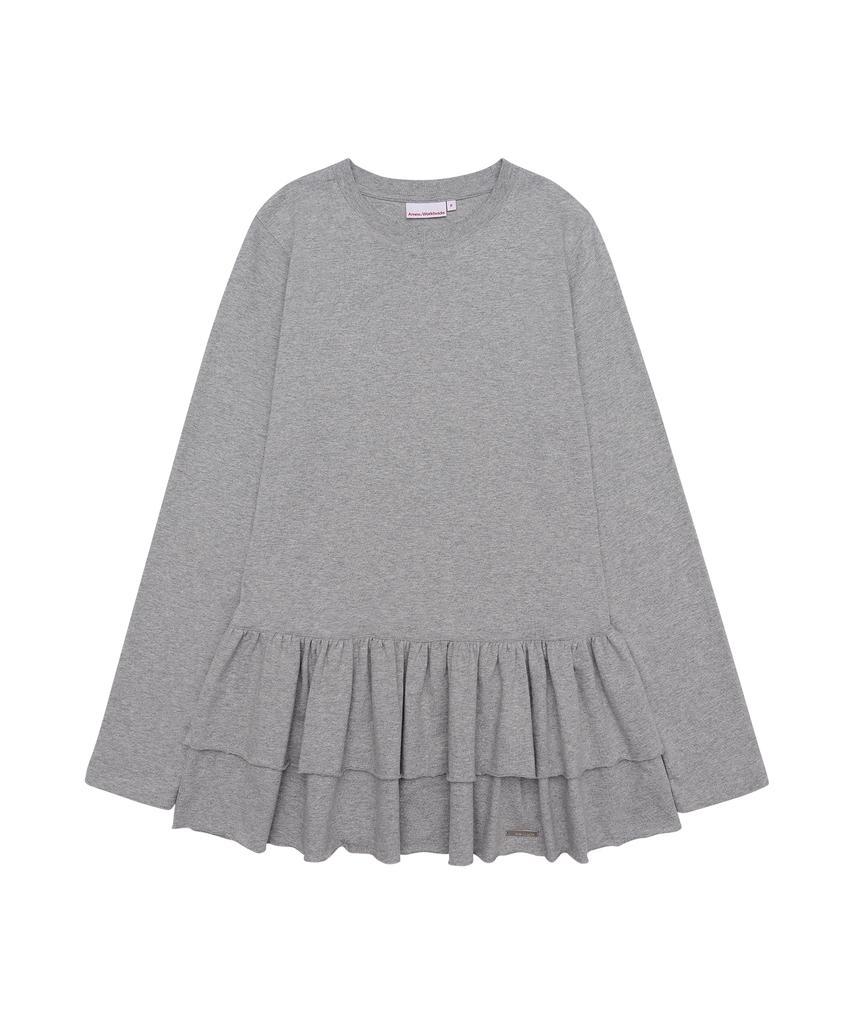 AMES-WORLDWIDE Frill Layered Longsleeve Tee Gray