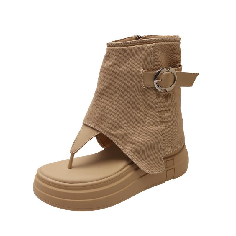 Height Increase 10cm Thick-soled Trousers, Cool Boots for Women's 2025 Summer New Small Toe Sandals, Hollow and Breathable Small Short Boots