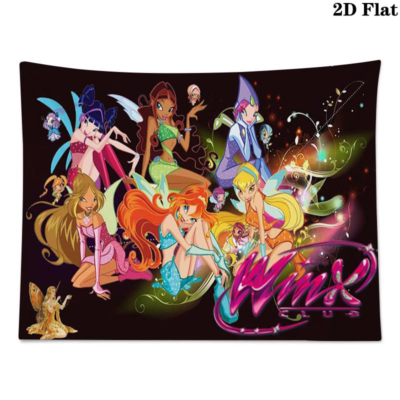 Winx Wall Tapestry Aesthetic Wall Hanging Printed Fabric Blanket Decorative Tapestries for Bedroom Living Room Home Decor