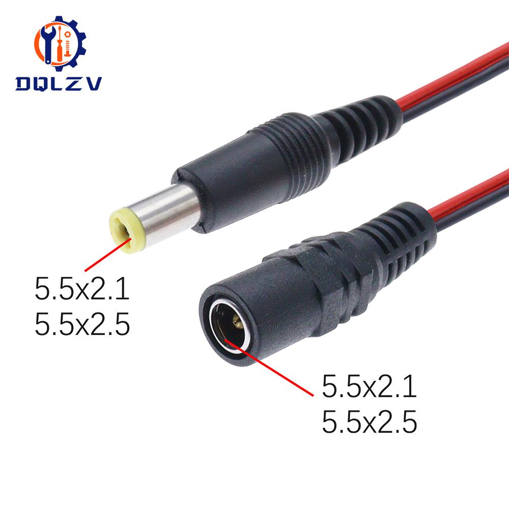 5.5X2.5MM Alligator Clip To DC Power Plug Connector Adapter Plug 25CM Test Leads Wire DC 5.5*2.1mm Crocodile Male Female Connect