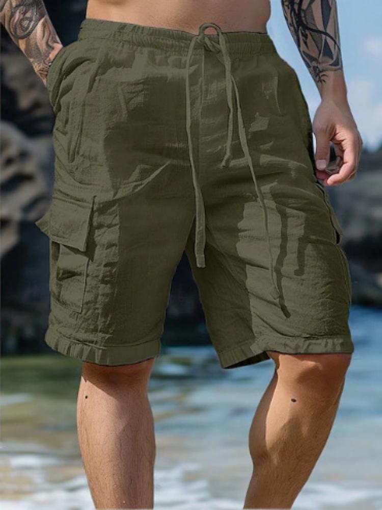

Men s Light Blue Cargo Shorts with Drawstring Waist and Side Pockets 3XL армія зелений колір