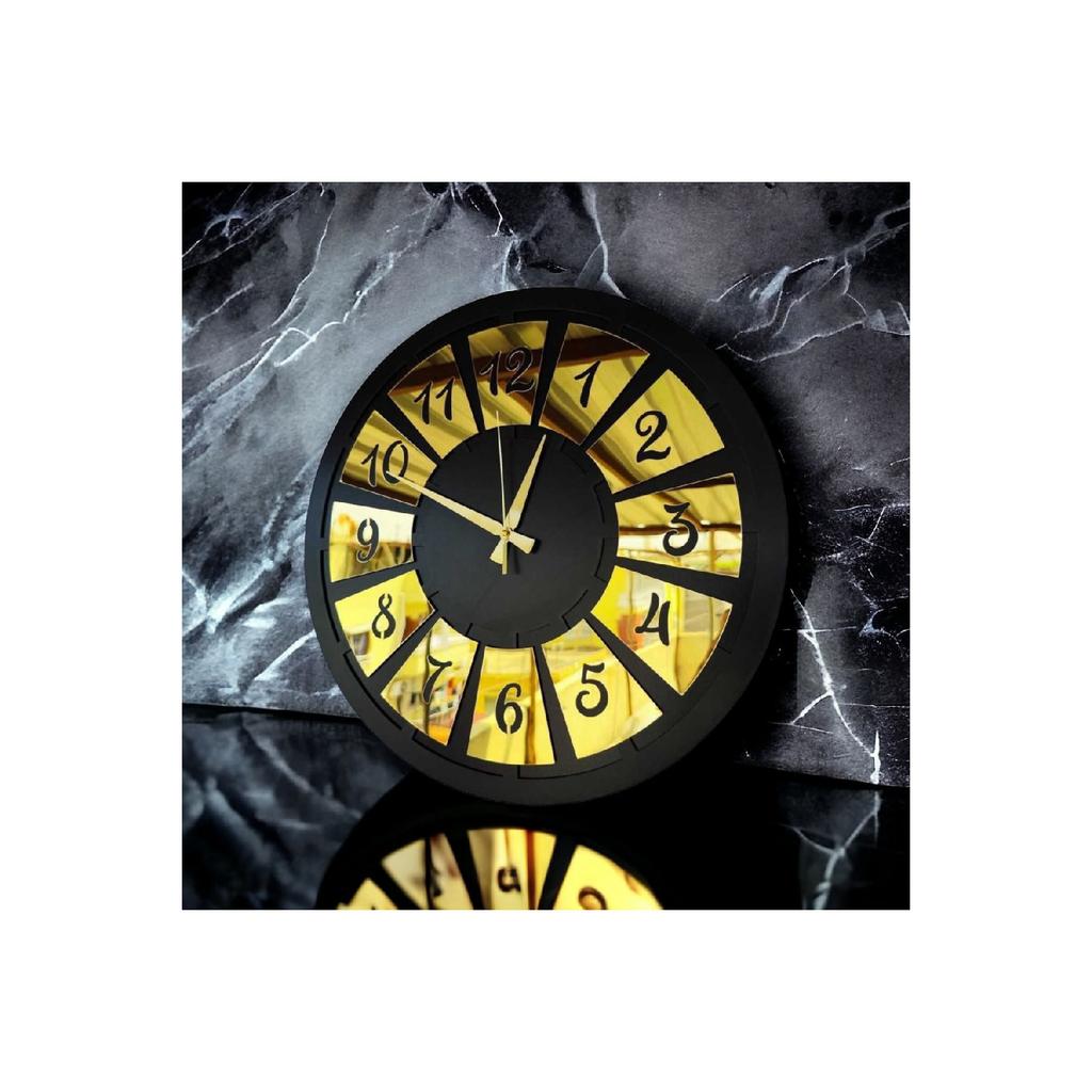 Musta värvi hõbedane nummerdatud kingitus puidust dekoratiivne erineva mustriga kodu kingitus seinakell 50cm