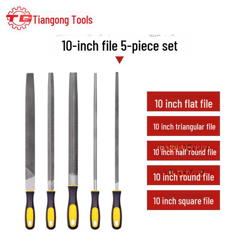 Tiangong High Carbon Steel Woodworking File Set: Triangular, Poking Knife, Round File for Benchwork and Grinding.