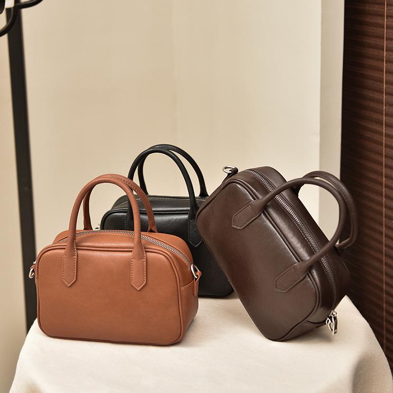 2025 Kadın Retro Bitkisel Tabaklanmış Deri El Çantası - Küçük Kare Günlük Omuz Çantası