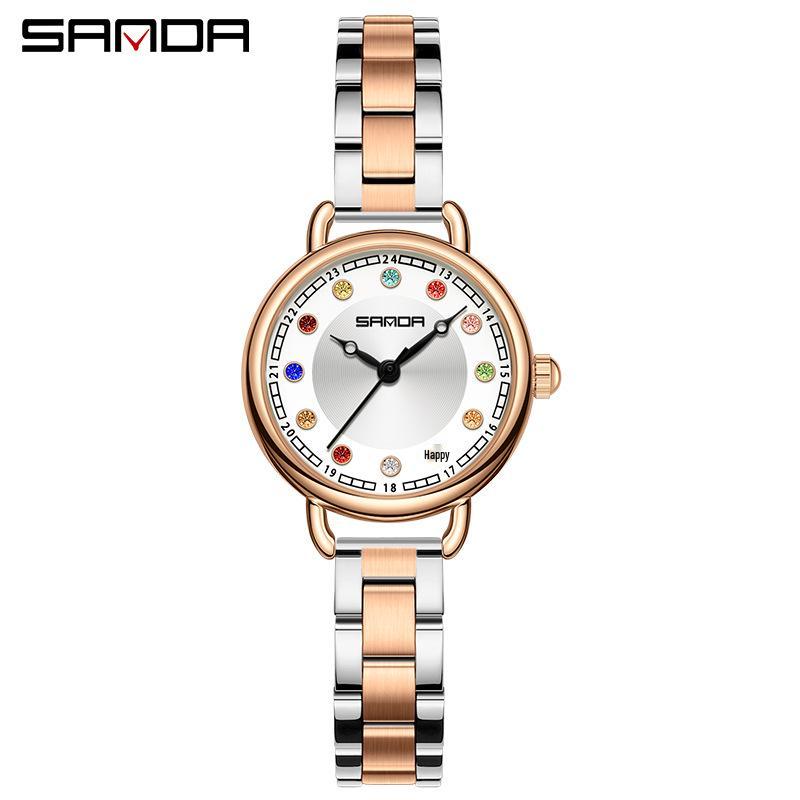 Sanda Women's Diamond-Studded Quartz Watch: Fashionable, Light Luxury, Versatile Steel Band 