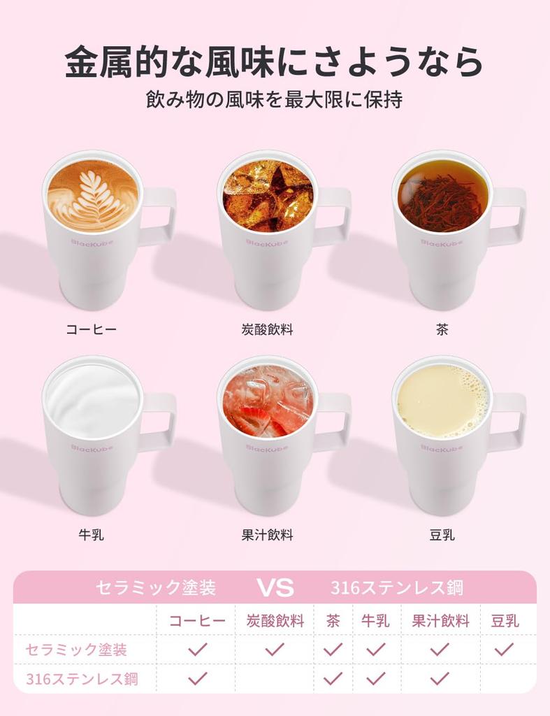 Blackube Ceramic Tumbler with Straw and Handle, 800ml Coffee Kettle, Vacuum Quencher, Keeps Hot or Cold, Vacuum Insulated Wide Mouth, Large Capacity,