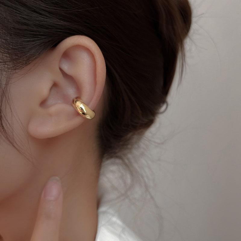 Vintage Gold Color Minimalist C Shape Clip on Hoop Earrings Non Pierced Cute Earring for Women Party Charm Jewelry New