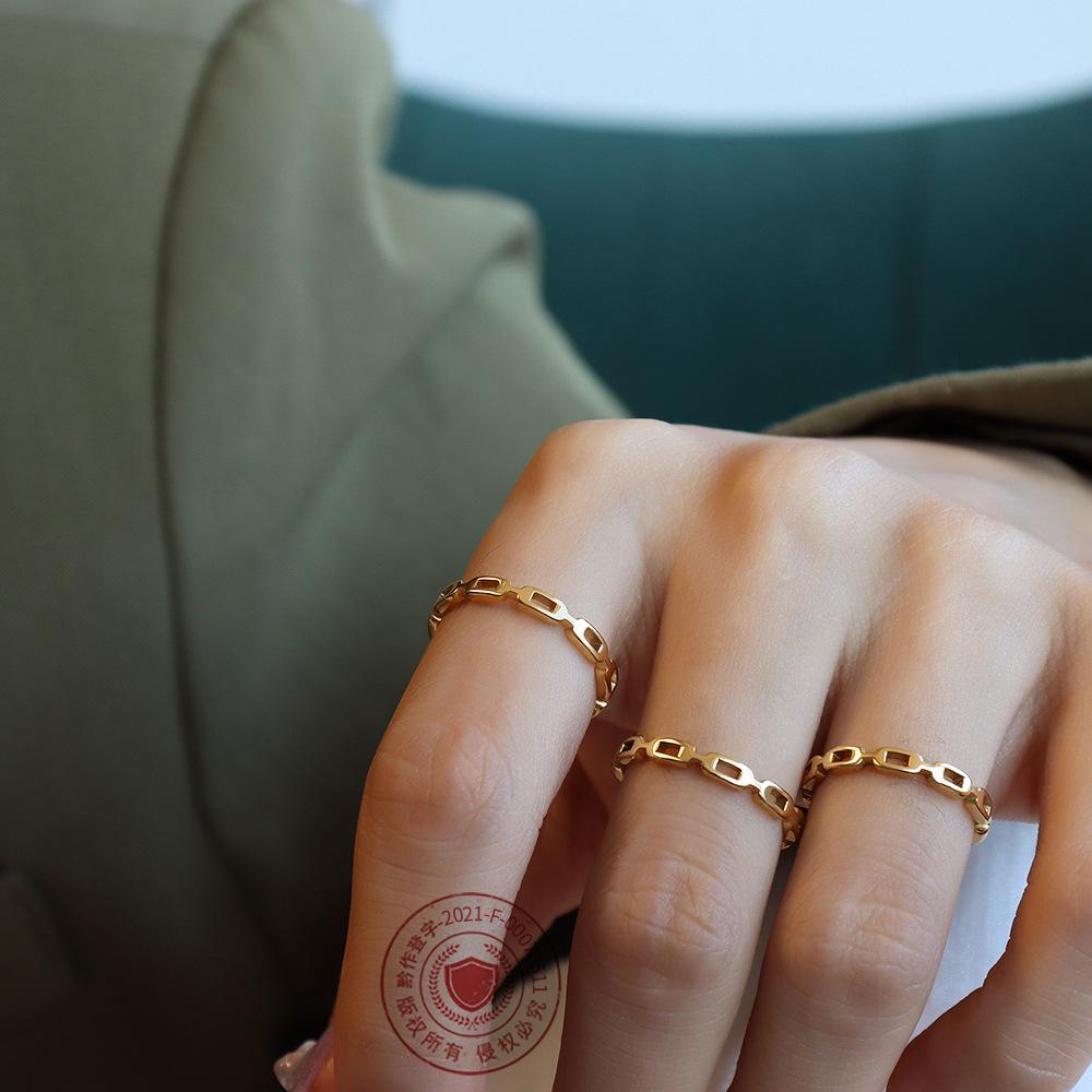 

Marka French Titanium Steel 18K Gold Hollow Knuckle Ring, A206 Size 9