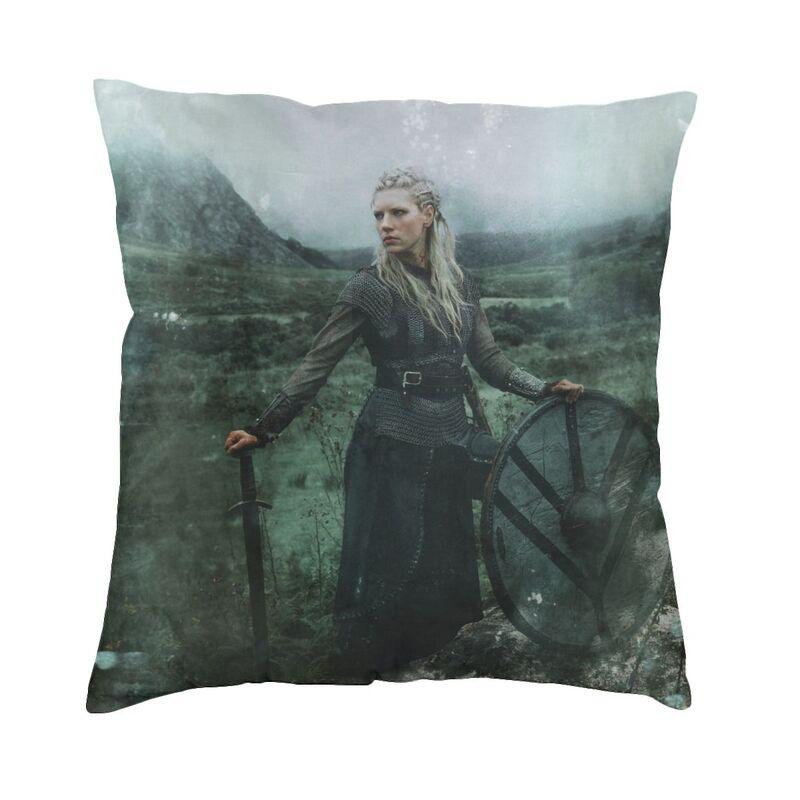 Vikings Lagertha Ragnar Lothbrok Sofa Cushion Cover Velvet Norse Valhalla Warrior Pillow Case Living Room Decoration Pillowcase