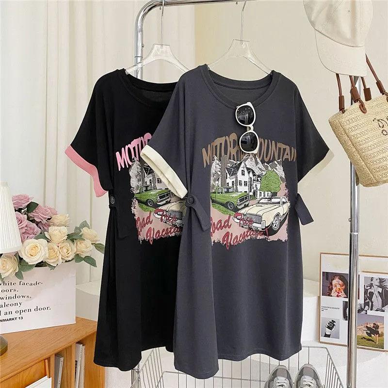 T-shirt for Women Large Size Cotton Summer T-shirt Soft Loose Printed Casual Comfortable Pullover T-shirt Top