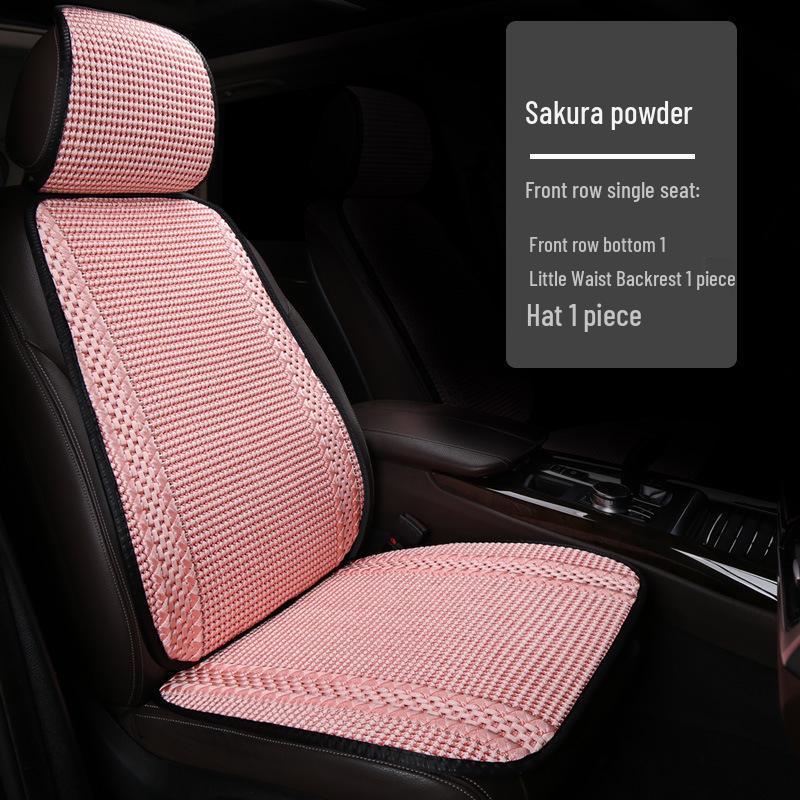 Breathable Ice Silk Car Seat Cushion - Universal, Non-Slip, Cute Solid Color, Suitable for All Seasons