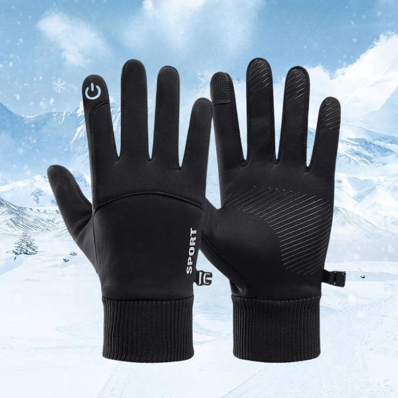New Black Winter Warm Full Fingers Waterproof Cycling Outdoor Sports Running Motorcycle Ski Touch Screen Fleece Gloves