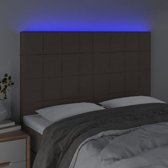 VidaXL Tête de Lit à LED Meuble de Chambre à Coucher Accessoire de Lit Double Tête de Cadre de Lit Intérieur Taupe 3122426