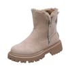 Large size medium heel Martin boots women's autumn and winter new velvet warm snow boots flat-bottomed thick-soled cotton boots