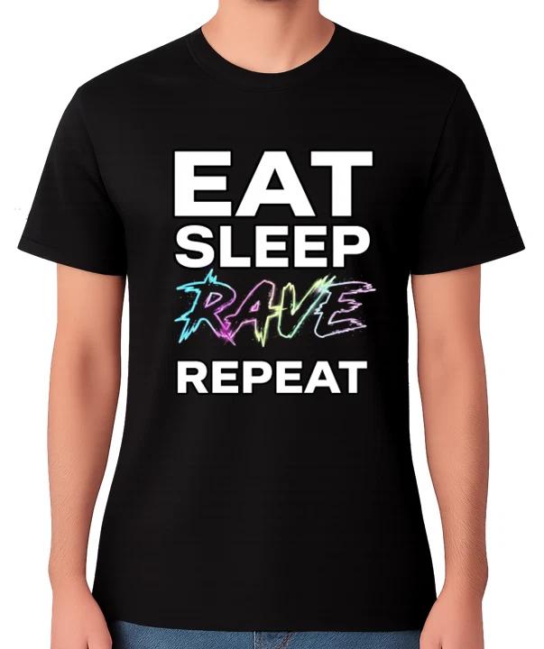 Eat Sleep Rave Repeat Unisex T-Shirt EDM Festival House Music Party Tee S