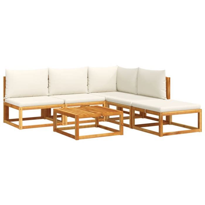 VidaXL 6-Piece Garden Sofa Set with Cushions In Acacia Wood and Rope 3278864