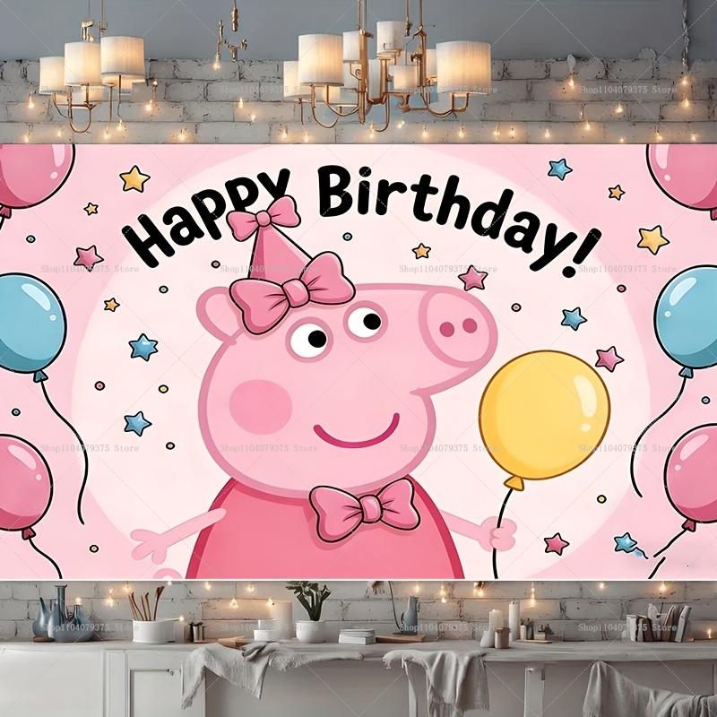 Happy Birthday Peppa Pig Image Backgrounds, Suitable For Boys And Girls Parties, Parties And Birthday Celebration Banners.