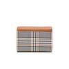 Daks Brown Check Pattern Leather Combination 3 Fold Wallet Dcwa2e624[meghan]