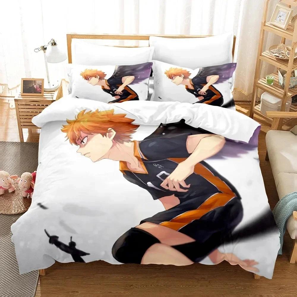 Haikyu-Bettwäsche-Set, japanisches berühmtes Set mit Bettdecke, Bettbezug, Steppdecke und Kissenbezug, Bettwäsche für Schlafzimmer, Dropshipping-Geschenk