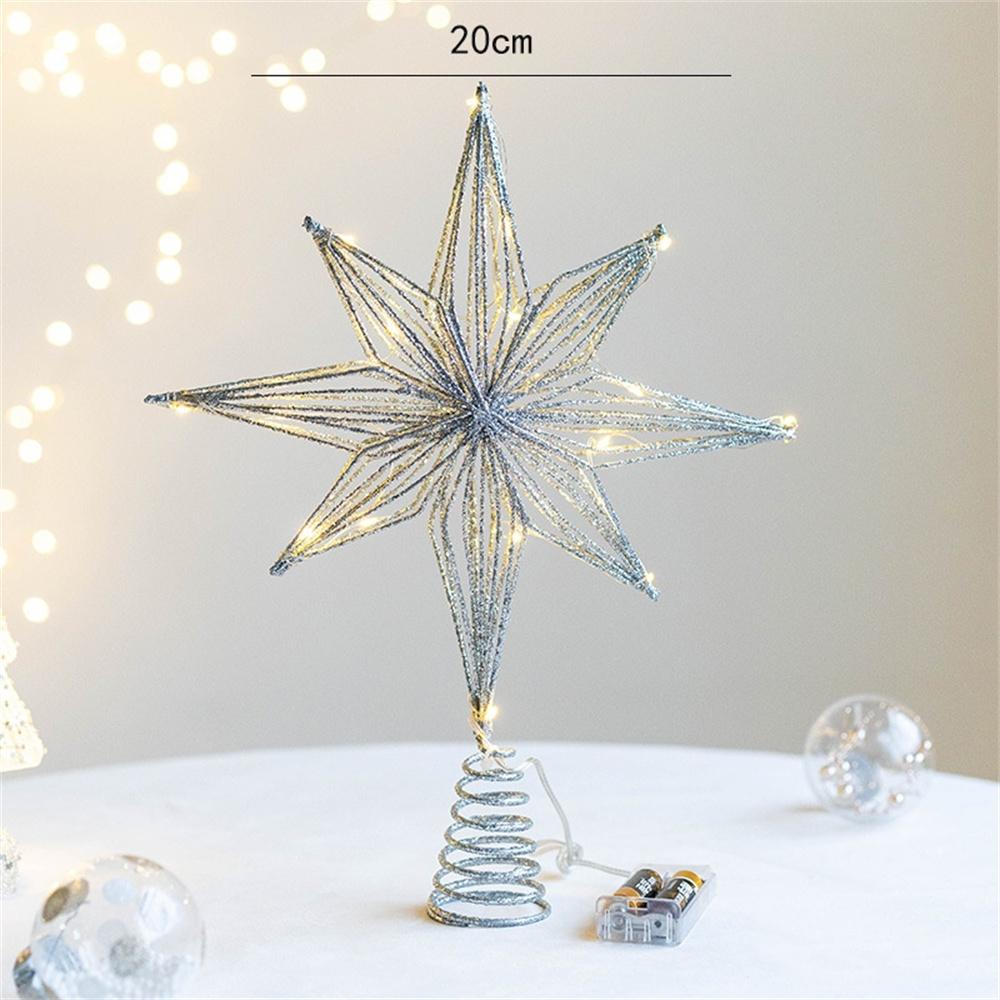Christmas Tree Toppers Star with LED String Lights Ornaments for Christmas Home Party Decoration Festival Party New Year